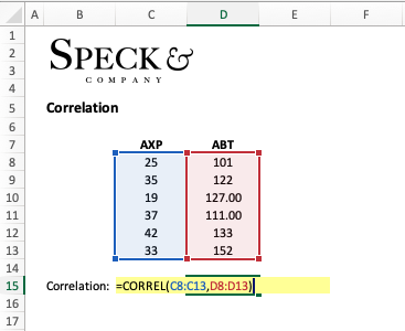 Correlation in Excel